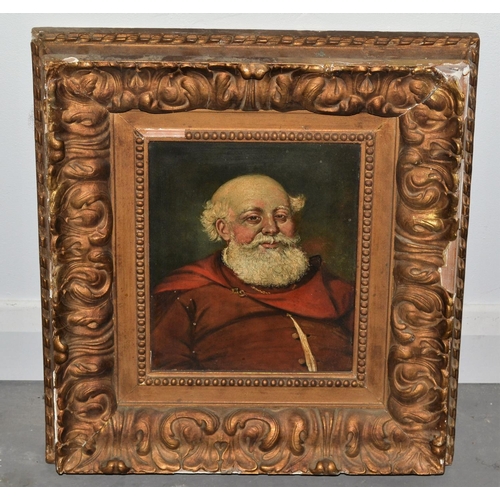 565 - A 19th century oil on canvas of Falstaff in highly decorative gilt frame - unsigned -  17