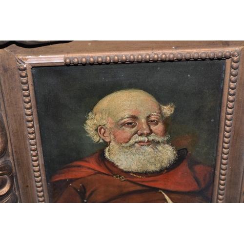 565 - A 19th century oil on canvas of Falstaff in highly decorative gilt frame - unsigned -  17