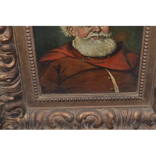 565 - A 19th century oil on canvas of Falstaff in highly decorative gilt frame - unsigned -  17