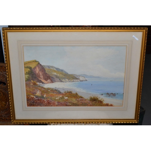 574 - John H Tyson - Watercolour of a coastal scene - 30.5