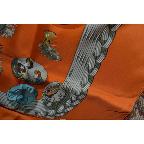 447 - A vintage Hermes silk scarf with a Faberge egg design its its original box