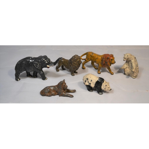 452 - 6 vintage lead animal figures of various makers inc Britains