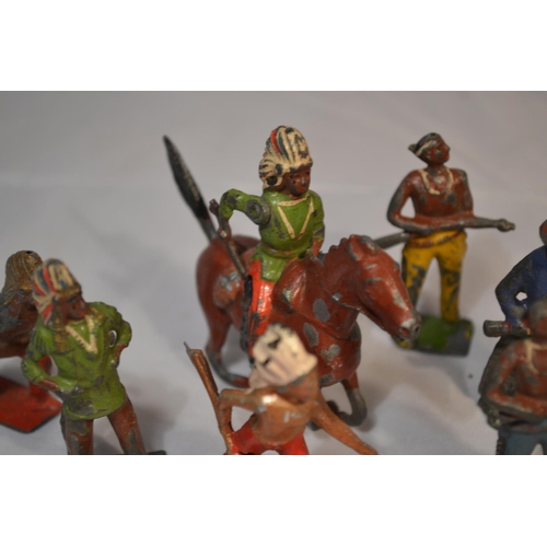 453 - A quantity of vintage lead Cowboys & Indians figures - various makers inc Britains