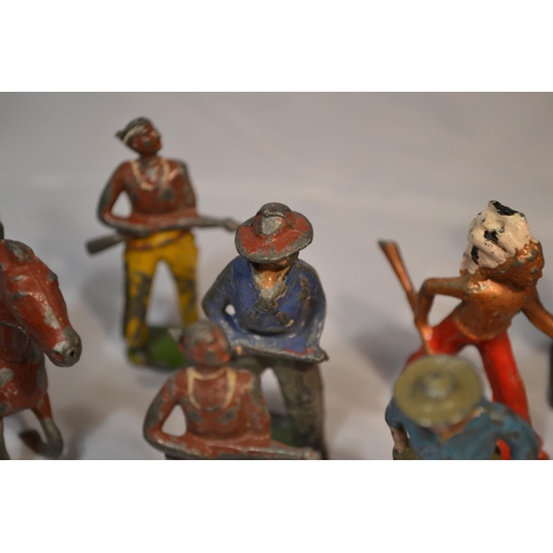 453 - A quantity of vintage lead Cowboys & Indians figures - various makers inc Britains