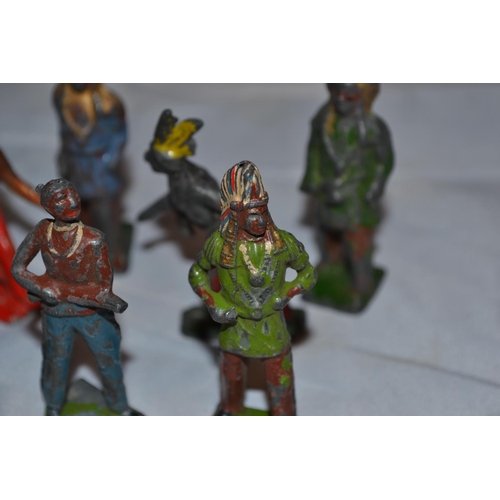 453 - A quantity of vintage lead Cowboys & Indians figures - various makers inc Britains