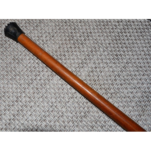 459 - A good quality white metal topped Malacca walking cane, the top engraved with John Macintyre - Lizva... 