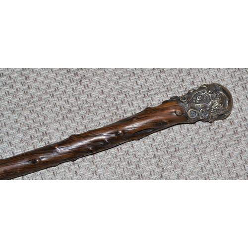 461 - A stunning silver topped walking stick with an unusual wooden shaft - London 1890 by Henry Howell