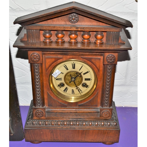 241 - A Mahogany mantel clock by Sidney Silverthorne of Salisbury