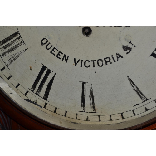 245 - A late 19th century fusee wall clock with the dial marked for Spiers & Pond of London - likely this ... 