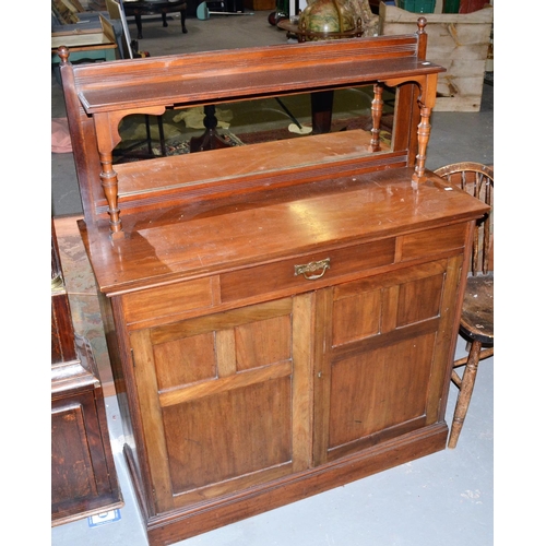 59 - An early 20th century Arts & Crafts Liberty style Mahogany sideboard with mirrored back