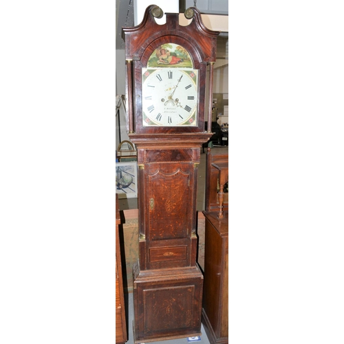 246 - An antique long case clock in case with a painted dial for J Holland of Atherstone.