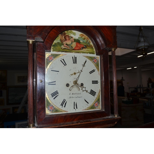 246 - An antique long case clock in case with a painted dial for J Holland of Atherstone.