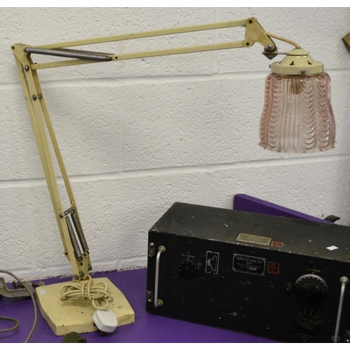 88 - An unusual vintage Anglepoise style lamp with a glass shade
