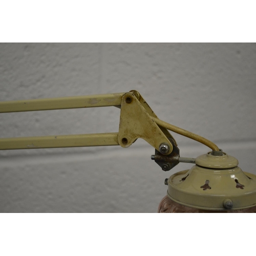 88 - An unusual vintage Anglepoise style lamp with a glass shade