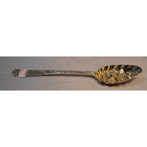 469 - 2 of 2 - A George III period silver berry spoon - London 1781 possibly by John Scofield or Samuel Ea... 