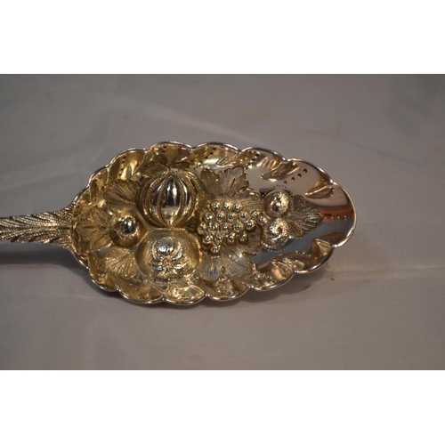 469 - 2 of 2 - A George III period silver berry spoon - London 1781 possibly by John Scofield or Samuel Ea... 