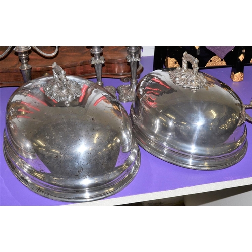 474 - A large pair of Victorian silver plated meat domes