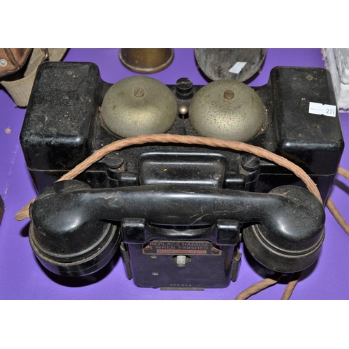 133 - 2 WW2 period F Type field telephone and a military periscope