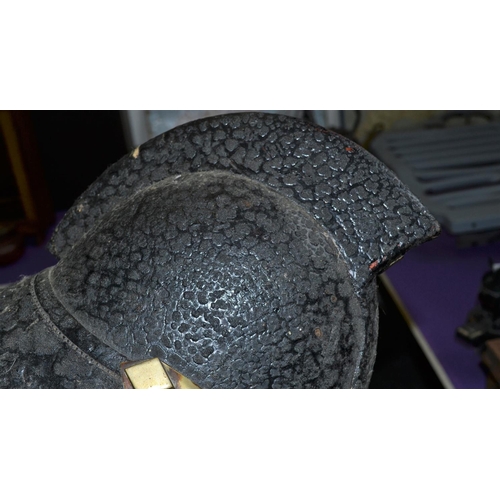 141 - A 19th century leather Scottish fireman's helmet by James Hendry of Glasgow
