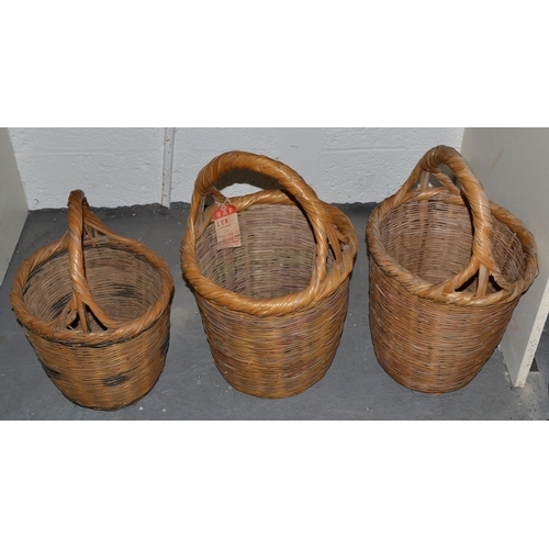 150 - A set of 3 wicker baskets bearing tags from RAF Lyneham