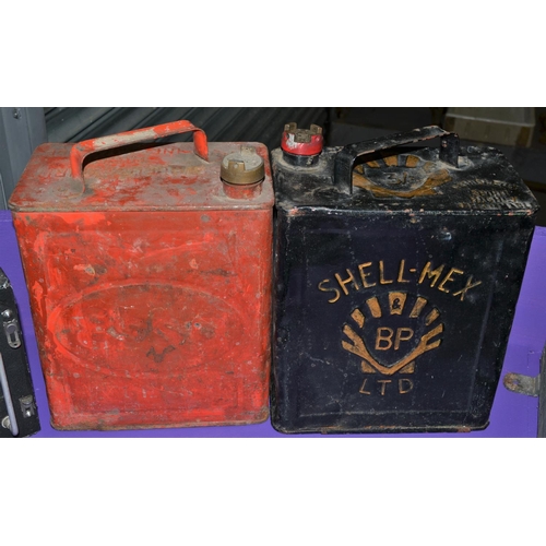 157 - 2 vintage Esso and Shell-Mex fuel cans