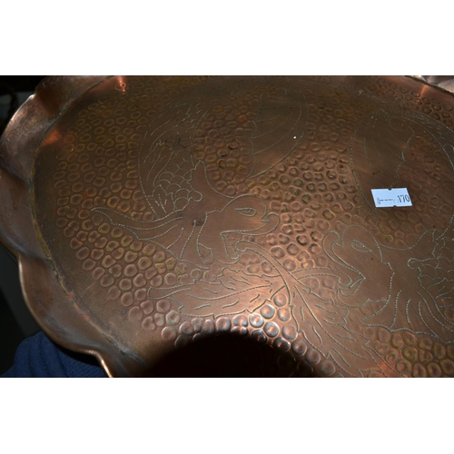 175 - A Newlyn school style copper tray engraved with fish