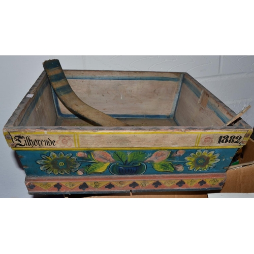 178 - An unusual 19th century painted wooden basket inscribed and dated 1882 - possibly German