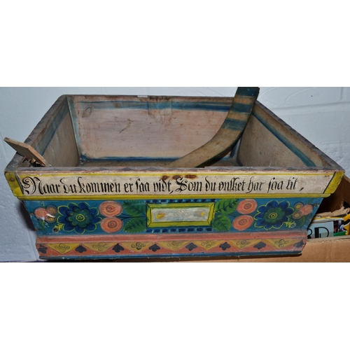 178 - An unusual 19th century painted wooden basket inscribed and dated 1882 - possibly German