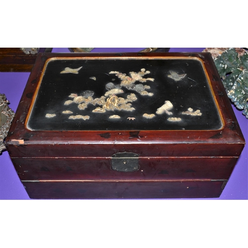 202 - A Japanese lacquer writing slop with Mother of Pearl and bone inlay c.1900