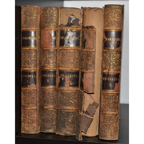 260 - 5 Leather bound volumes of Pictorial Shakespeare by Charles Knight c.1840