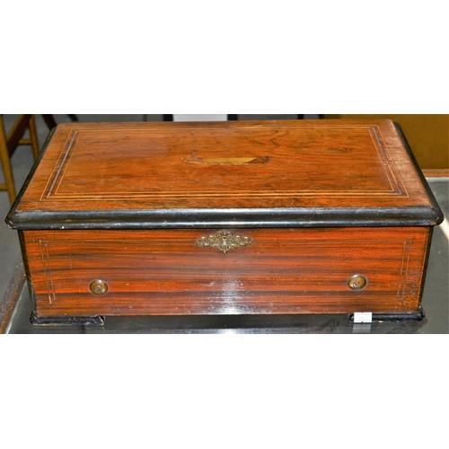 247a - A late 19th century 10 aire musical box with ratchet wind, 9.5 cylinder in a rosewood case