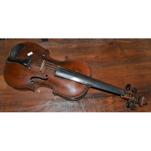 288 - An antique violin marked 