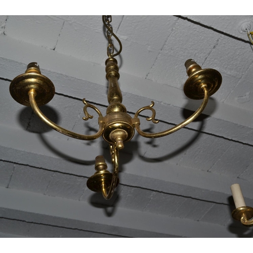 296 - 2 Vintage hanging brass chandeliers