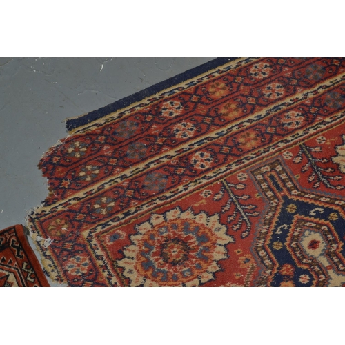 85 - Red and blue hall runner approx 12 ft long