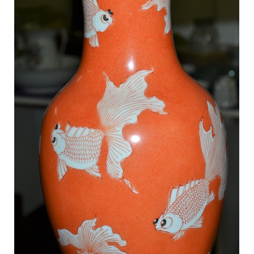 43 - Pair of Oriental table lamps decorated with goldfish