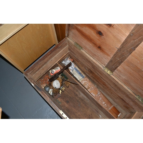 53 - Antique pine tool chest and contents