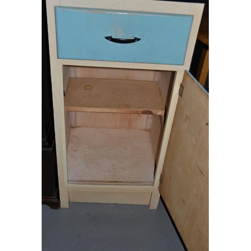 6 - Retro white and blue painted cabinet with drawer