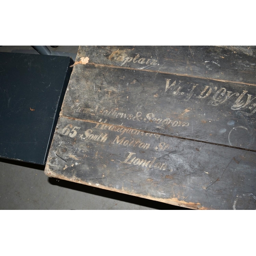 230 - Large pine box enscribed to a Captain of the Royal Navy - W.H. (Warren Hastings) D'Oyly