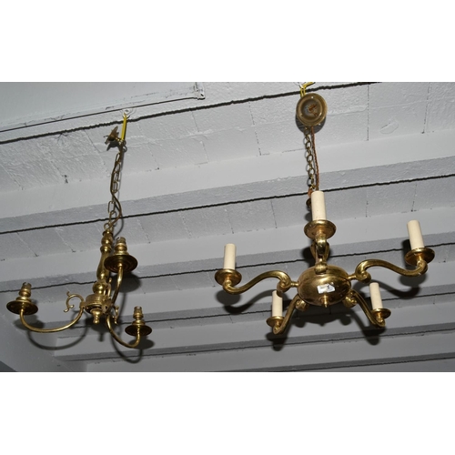 296 - 2 Vintage hanging brass chandeliers