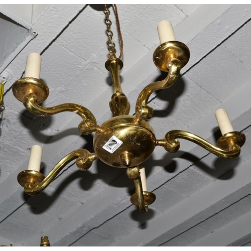 296 - 2 Vintage hanging brass chandeliers