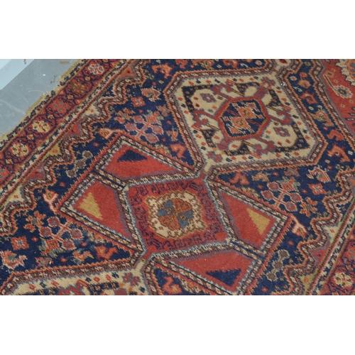 85 - Red and blue hall runner approx 12 ft long