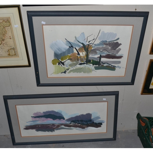 240 - 2 abstract paintings framed in Wallingford