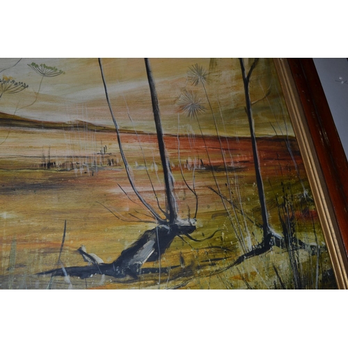 241 - Large abstract of Oil on Board of a swamp indistinctly signed