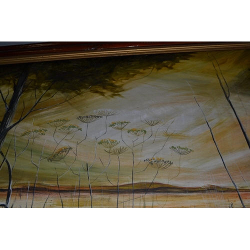 241 - Large abstract of Oil on Board of a swamp indistinctly signed