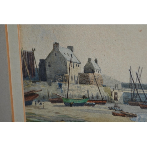 247 - Watercolour of fishing village signed F. Morton 1888