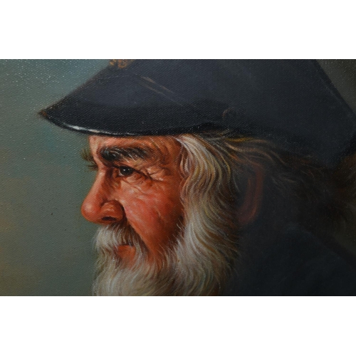 258 - Oil on Canvas of a sea captain by Kim Benson