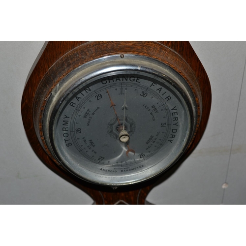 263 - Oak framed barometer thermometer