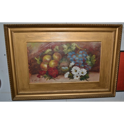 265 - Antique Oil on Board of still life, signed Chester?