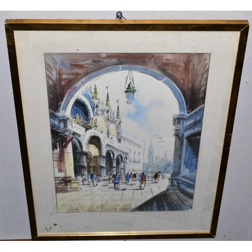 267 - Watercolour of a Venetian scene signed Rizzi