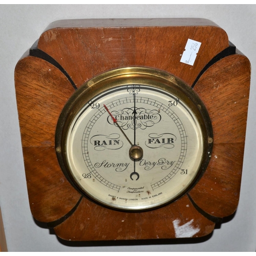 280 - An Art Deco period wooden cased wall barometer by Short & Mason